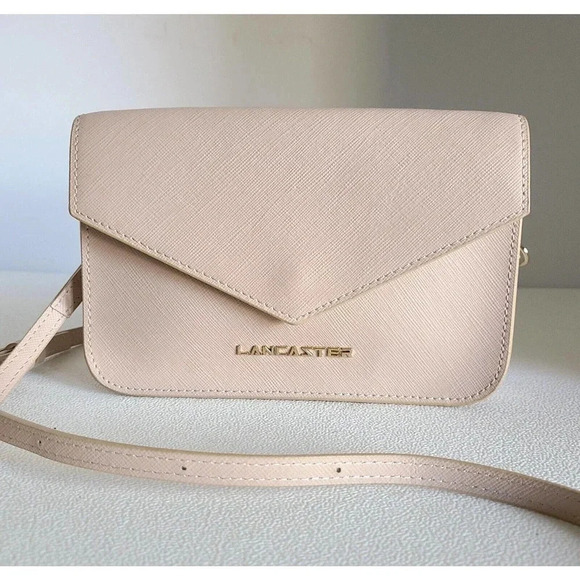 Lancaster Handbags - LANCASTER PARIS ADELINE SAFFIANO LEATHER CROSSBODY BAG ORGANIZER SMALL BEIGE